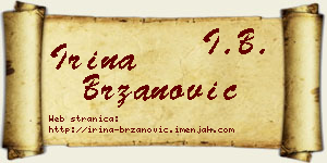 Irina Brzanović vizit kartica